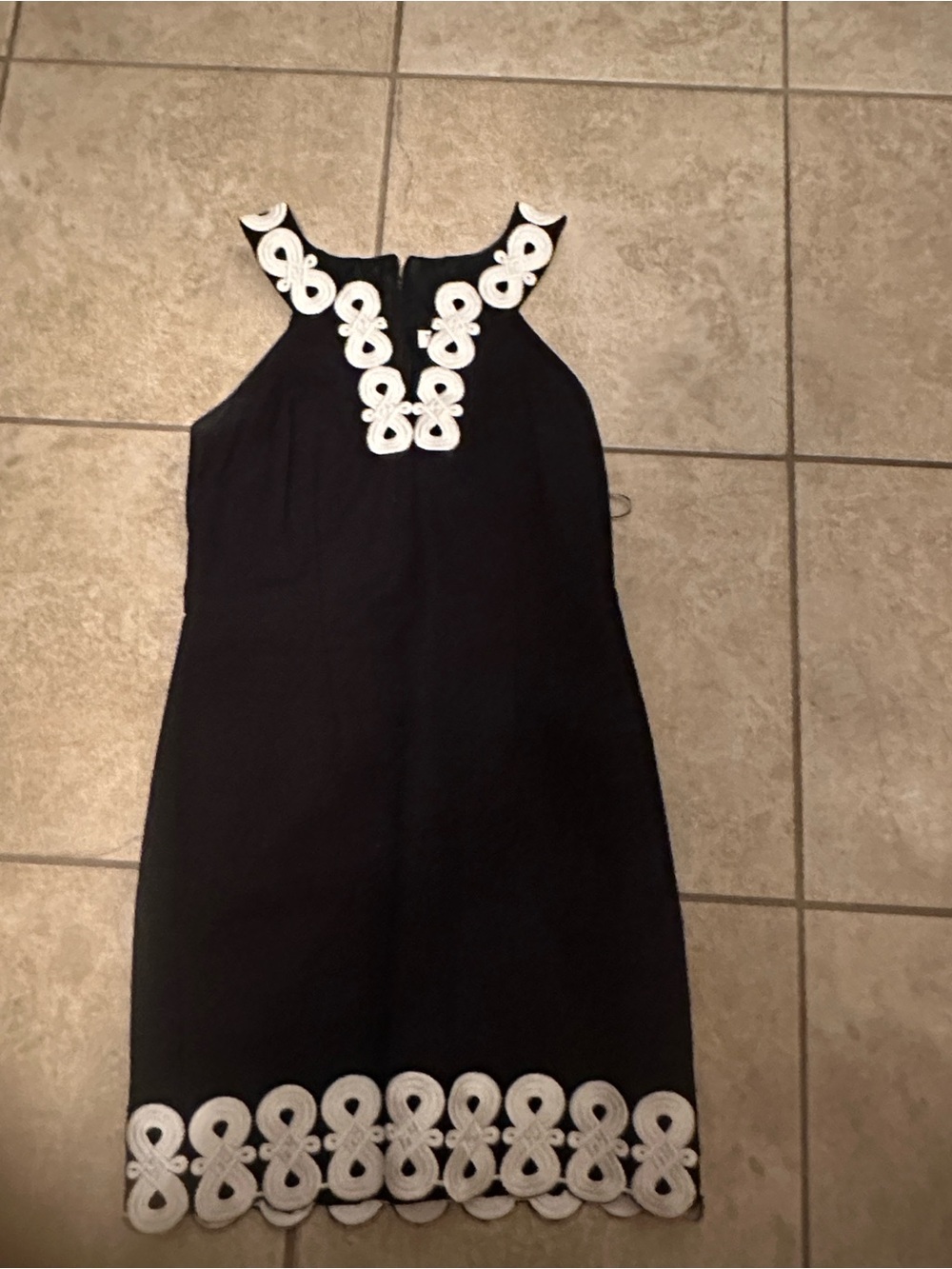 Trina Turk Black Dress with White Embroidered Trim